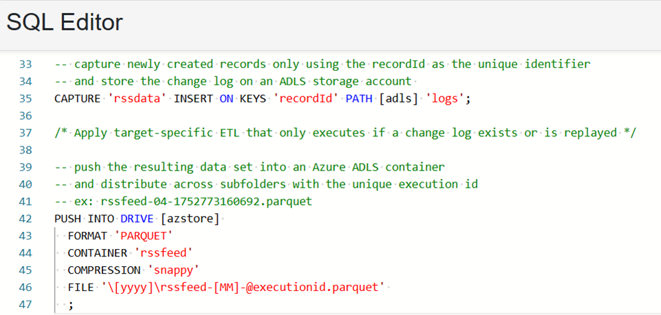 Capture changes and push data